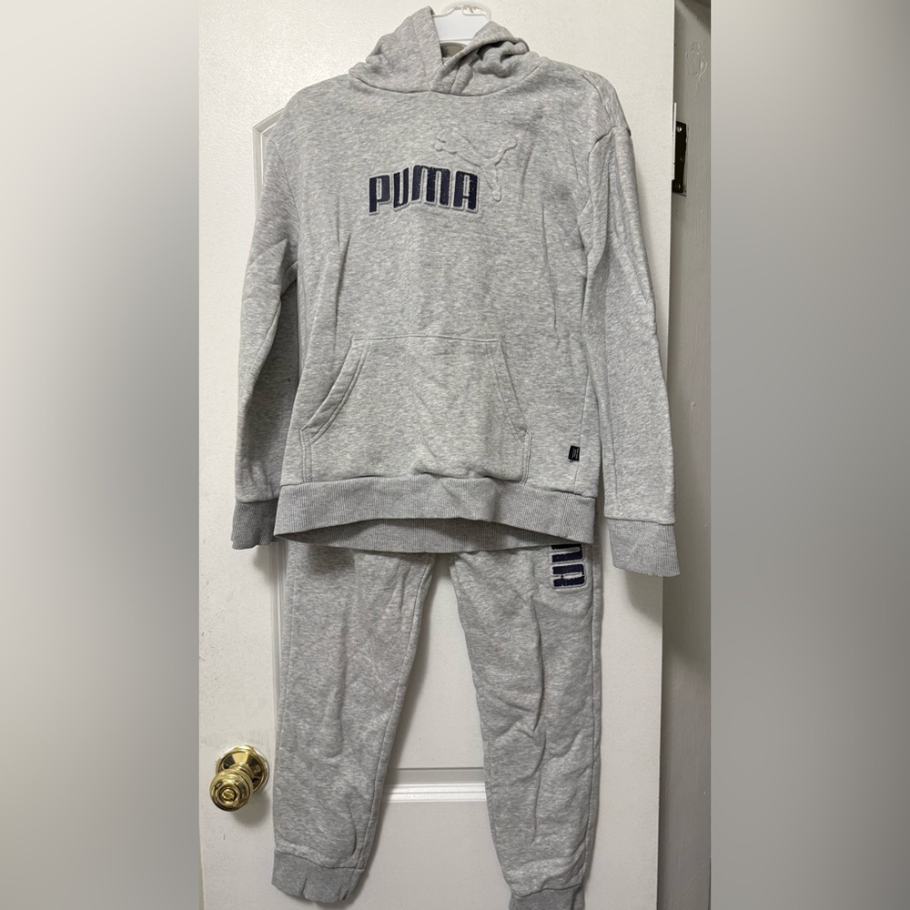 Puma Kids Gray Hoodie & Sweatpants Matching Set